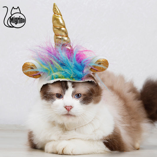 Migrino Halloween Cat Headgear Unicorn Pet Decoration Dog Headgear