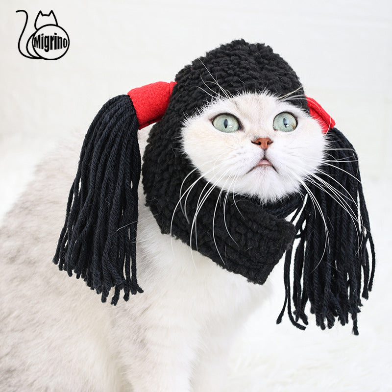 Migrino Cat Wig Double Ponytail Headgear Funny Dress Up Halloween Cat Costume