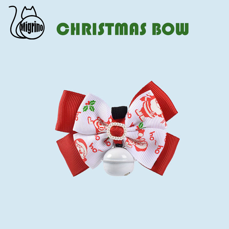 Migrino 2pcs Cat and Dog Christmas Decoration Bow Bell Collar Pet Supplies Gift