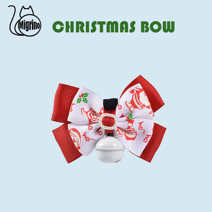 Migrino 2pcs Cat and Dog Christmas Decoration Bow Bell Collar Pet Supplies Gift