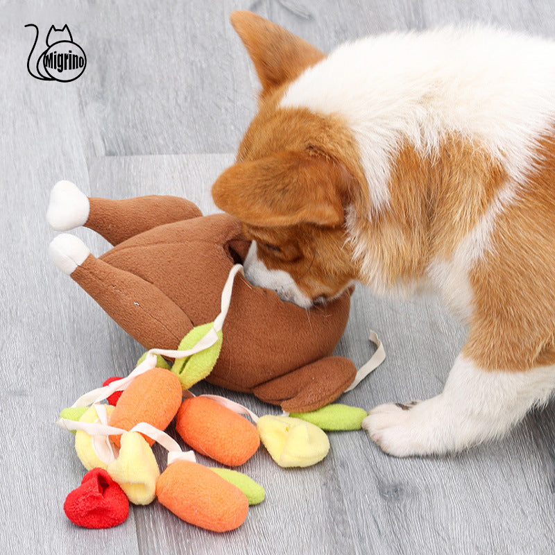 Migrino Halloween Roast Turkey Sniffing Plush Dogs Toy Christmas Hiding Food Play Interactive Training Toys