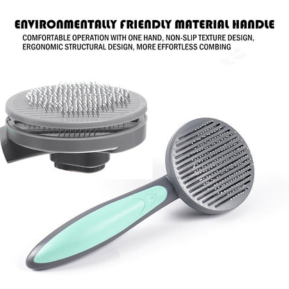Migrino 2Pcs Pet Grooming Styling Comb One-click Hair Removal Non-slip Handle Floating Cat Dog Hair Removal