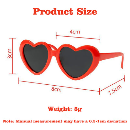 Migrino 2Pcs Pet Glasses Dog Cat Decoration Heart-shaped Sunglasses Photo Props