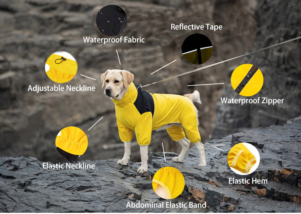 Migrino Medium Large Dogs Waterproof Clothes Pet Dog Raincoat Jacket Suitable Labrador Golden Retriever Shiba Inu