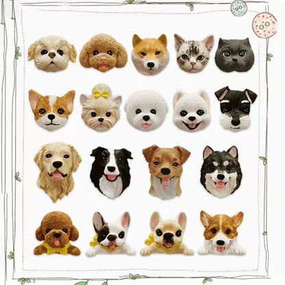 Migrino 3D Hand-painted Cat Dog Head Refrigerator Magnet Car Aromatherapy Simulation Memorial Ornaments