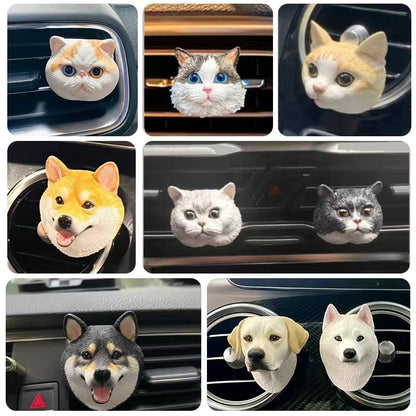 Migrino 3D Hand-painted Cat Dog Head Refrigerator Magnet Car Aromatherapy Simulation Memorial Ornaments