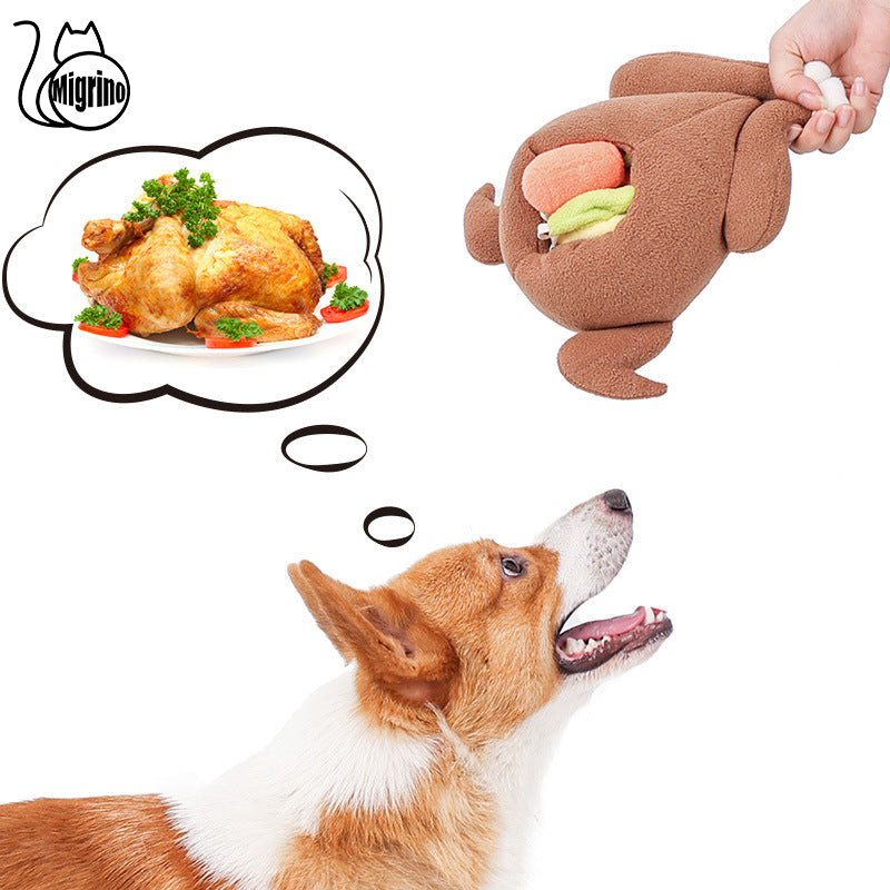 Migrino Halloween Roast Turkey Sniffing Plush Dogs Toy Christmas Hiding Food Play Interactive Training Toys