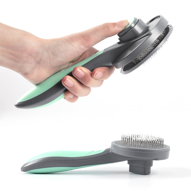 Migrino 2Pcs Pet Grooming Styling Comb One-click Hair Removal Non-slip Handle Floating Cat Dog Hair Removal