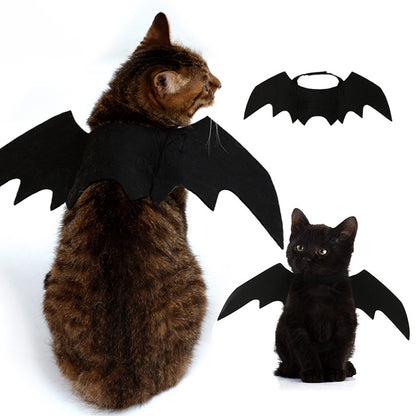 Migrino 2Pcs Cat Puppy Halloween Pet Bat Wings Black Cool Bat Transformation Costume