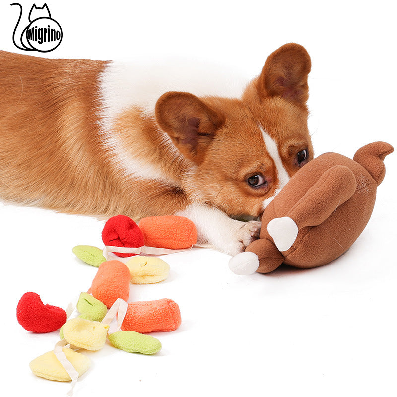 Migrino Halloween Roast Turkey Sniffing Plush Dogs Toy Christmas Hiding Food Play Interactive Training Toys