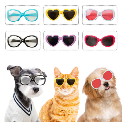 Migrino 2Pcs Pet Glasses Dog Cat Decoration Heart-shaped Sunglasses Photo Props