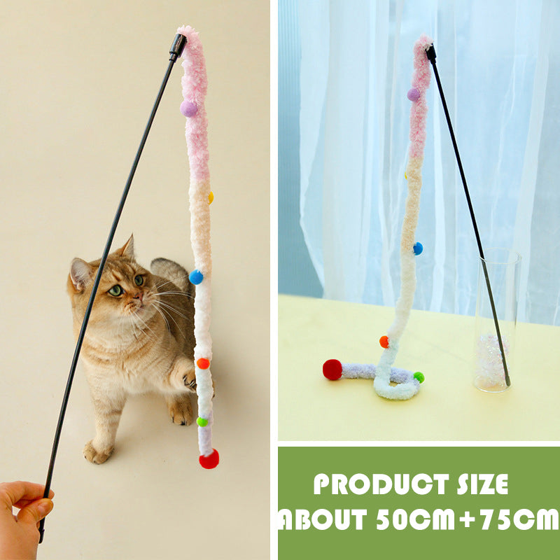 Migrino 2Pcs Extra Long Velvet Cat Funny Stick Christmas Cat Toy