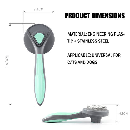Migrino 2Pcs Pet Grooming Styling Comb One-click Hair Removal Non-slip Handle Floating Cat Dog Hair Removal