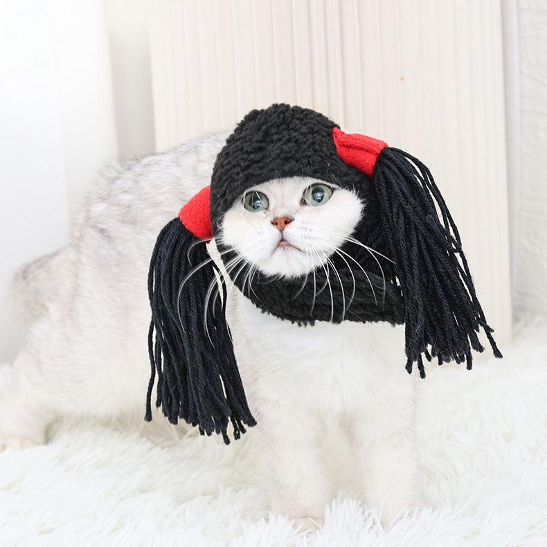 Migrino Cat Wig Double Ponytail Headgear Funny Dress Up Halloween Cat Costume