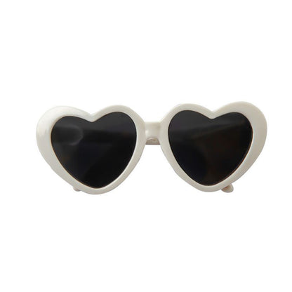 Migrino 2Pcs Pet Glasses Dog Cat Decoration Heart-shaped Sunglasses Photo Props