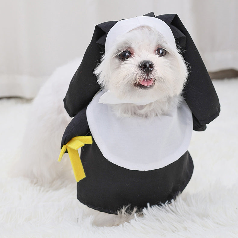 Migrino Halloween Cat and Dog Costumes Funny Nun Dress Up Clothes Transformation Pet Supplies