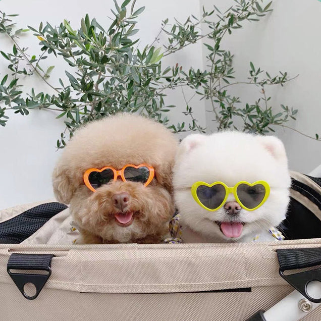 Migrino 2Pcs Pet Glasses Dog Cat Decoration Heart-shaped Sunglasses Photo Props